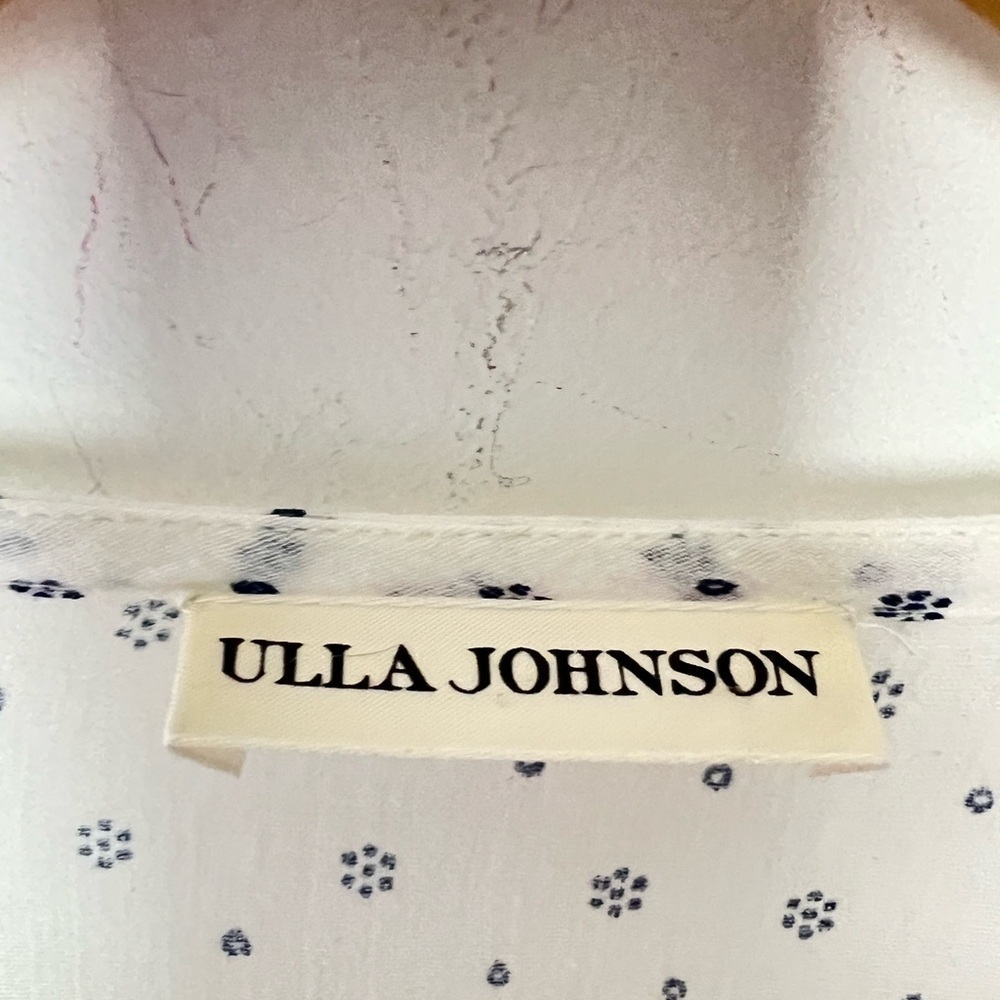 Ulla Johnson Fabienne Peasant Blouse White Blue Foulard Dot Print Quiet Luxury - Picture 6 of 14